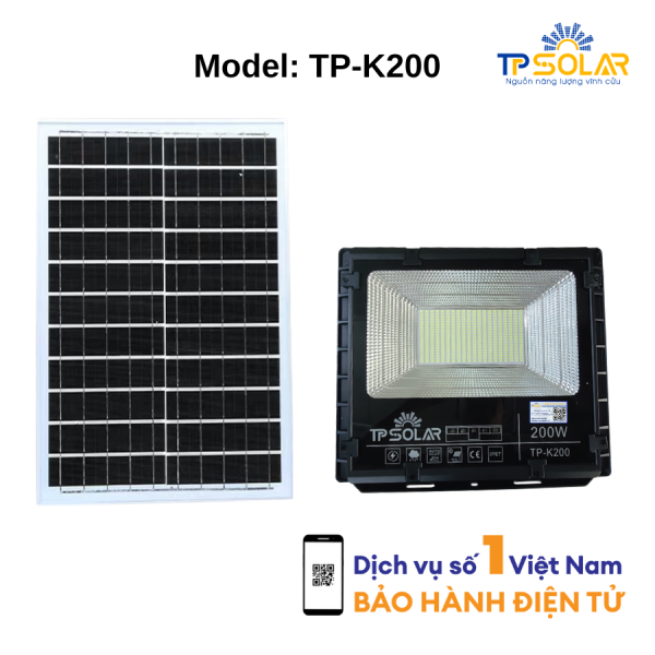 [200W] ĐÈN PHA NĂNG LƯỢNG MẶT TRỜI BẢN NÂNG CẤP TP SOLAR TP-K200 MỚI NHẤT