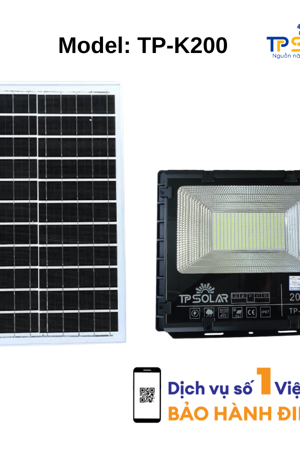 [200W] ĐÈN PHA NĂNG LƯỢNG MẶT TRỜI BẢN NÂNG CẤP TP SOLAR TP-K200 MỚI NHẤT