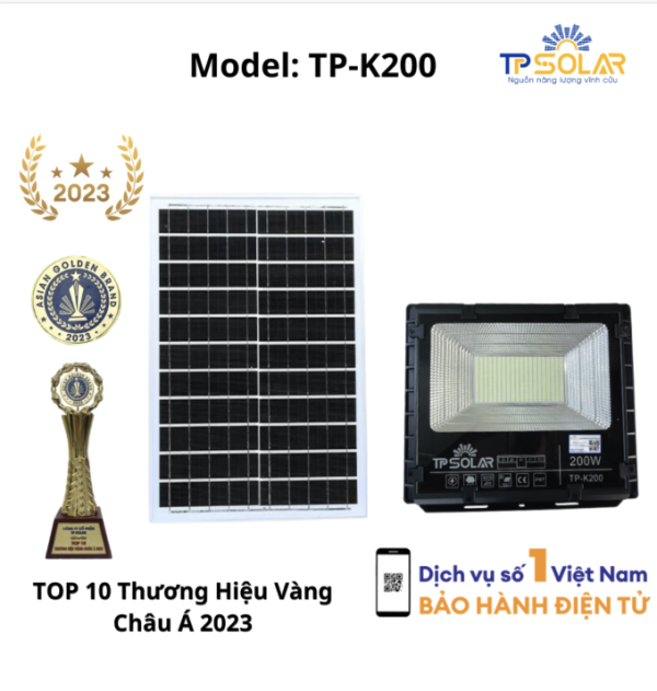 Đèn Pha Led Năng Lượng Mặt Trời TP Solar, 1 chóa Công suất 200W