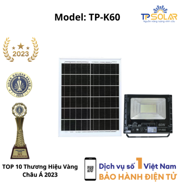 Đèn Pha Led Năng Lượng Mặt Trời TP Solar, 1 chóa Công suất 60W