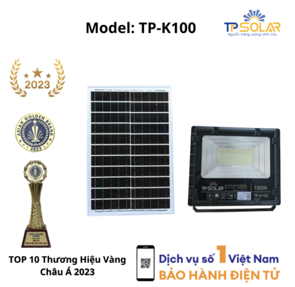 Đèn Pha Led Năng Lượng Mặt Trời TP Solar, 1 chóa Công suất 100W
