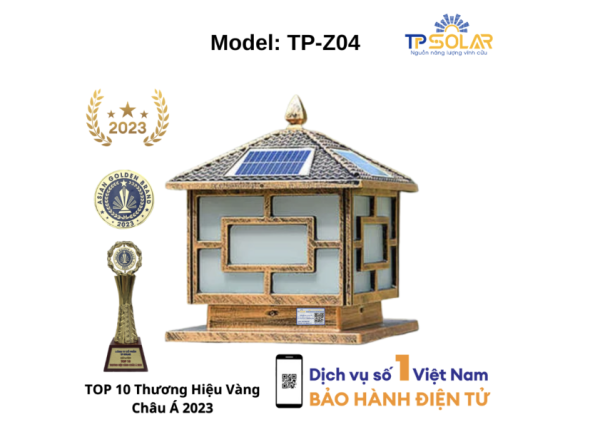 Đèn trụ cổng vuông mái ngói 22,5x25x31