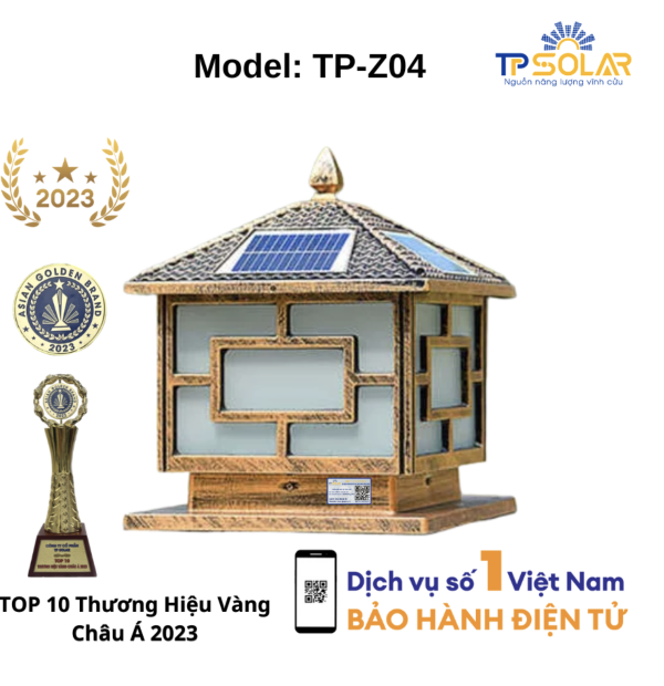 Đèn trụ cổng vuông mái ngói 22,5x25x31