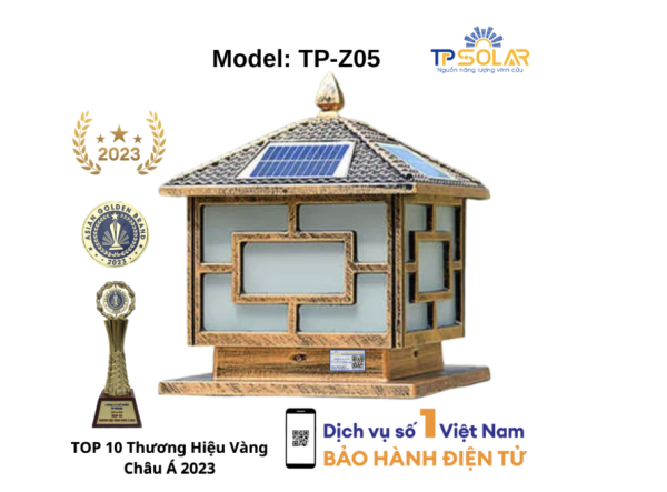 Đèn trụ cổng vuông mái ngói 30x28x34