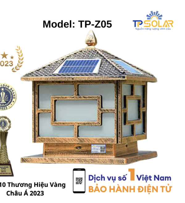 Đèn trụ cổng vuông mái ngói 30x28x34